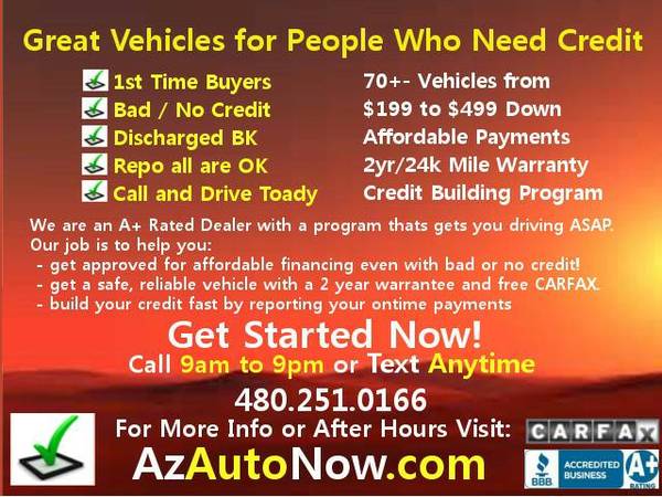 🚘2006-2016 🚗CARS, 🚚TRUCKS, 🚐VANS AND 🚙SUV's-👍 BAD/NO CREDIT OK -... for sale in Chandler, AZ