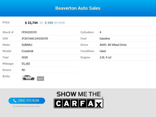 2018 Subaru Crosstrek FOR ONLY 298/mo! - - by dealer for sale in Beaverton, OR – photo 2