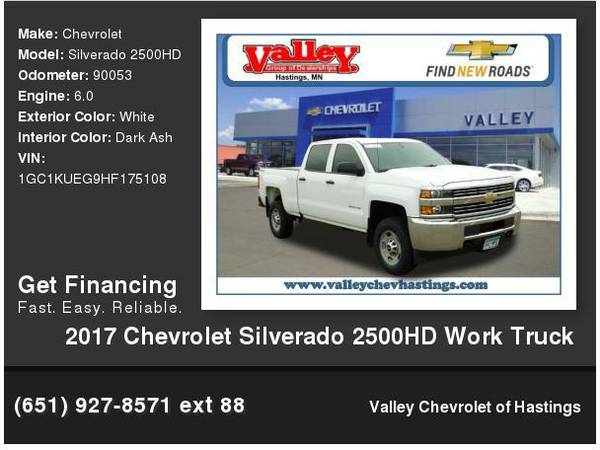 2017 Chevrolet Chevy Silverado 2500HD Work Truck - cars & trucks -... for sale in Hastings, MN