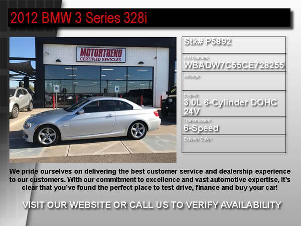 !P5892- 2012 BMW 3 Series 328i Convertible Easy Financing CALL NOW!... for sale in Cashion, AZ – photo 2