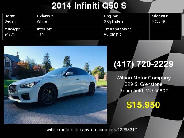 2014 INFINITI Q50 4dr Sdn Premium AWD 3 month/3000mile warranty for sale in Springfield, MO – photo 8