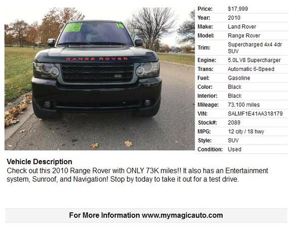 Navigation!!..2010 Range Rover Supercharged..Sunroof!! - cars &... for sale in Nampa, ID – photo 2