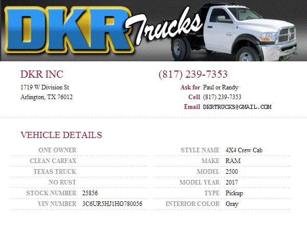 2017 RAM 2500 Crew Cab 4x4 V8 Pickup Truck 1 Owner Clean Carfax for sale in Arlington, NM
