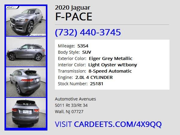 2020 Jaguar F-PACE, Eiger Grey Metallic - cars & trucks - by dealer... for sale in Wall, NJ – photo 22