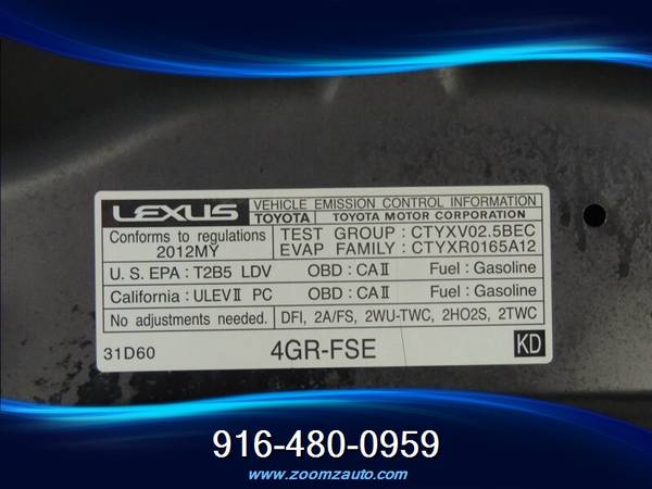 2012 Lexus IS 250 4 Door Leather Well Maintained Clean Carfax for sale in Sacramento , CA – photo 10