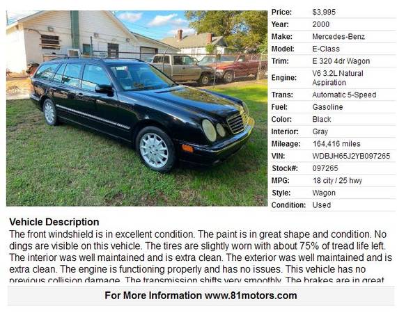 2000 MERCEDES E320 WAGON 3RD ROW - cars & trucks - by dealer -... for sale in Greenville, SC – photo 2