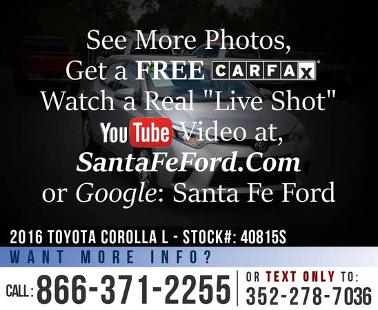 ‘16 Toyota Corolla L *** Cruise Control, Touchscreen, Bluetooth ***... for sale in Alachua, FL – photo 8