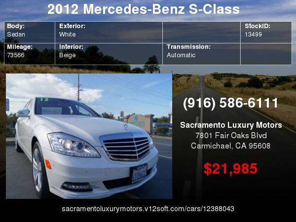 2012 Mercedes-Benz S-Class S 550 EXTRA CLEAN S550 LOW MILES FINANCING for sale in Carmichael, CA – photo 22