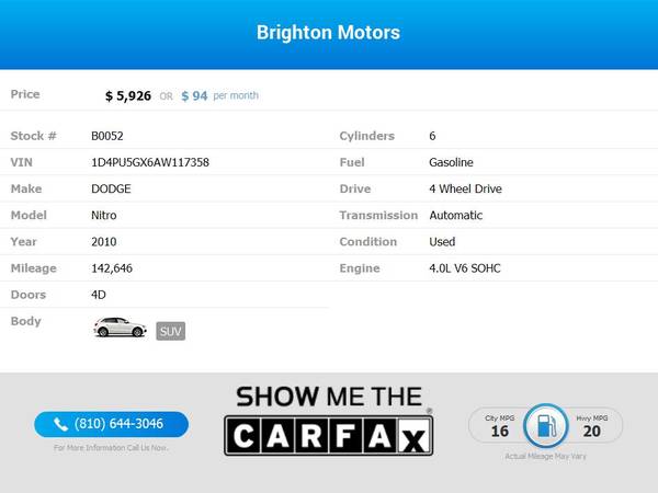 2010 Dodge *Nitro* *SXT* *4WD!* *4 WD!* *4-WD!* FOR ONLY $94/mo! -... for sale in Brighton, MI – photo 2