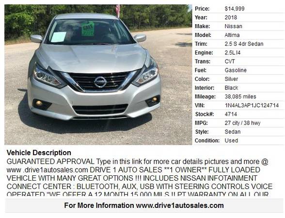 2018 Nissan Altima 2.5 S 4dr Sedan for sale in Wake Forest, NC – photo 2