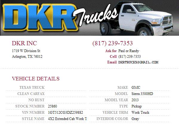 2013 GMC Sierra 3500 HD Extended Cab V8 Service Utility Bed for sale in Arlington, KS – photo 3