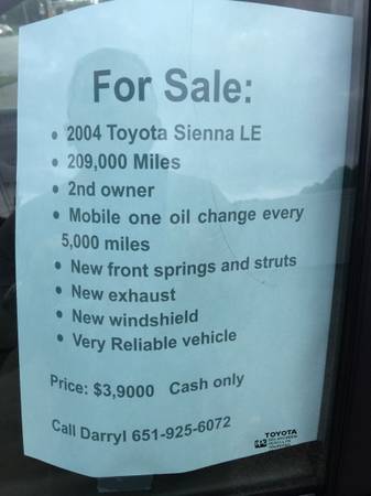 Sienna Toyota LE 2004 second owner for sale in Saint Paul, MN – photo 11