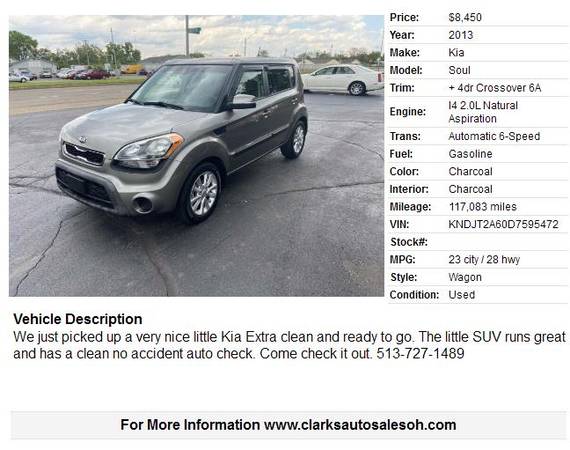 2013 Kia Soul 4dr Crossover 6A 117083 Miles - - by for sale in Middletown, OH – photo 2