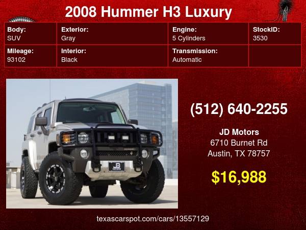 2008 HUMMER H3 *(( LIFTED CUSTOM SUV ))* LOW MILES !! - cars &... for sale in Austin, TX – photo 24