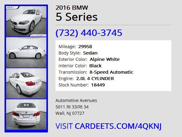 2016 BMW 5 Series, Alpine White for sale in Wall, NJ – photo 22