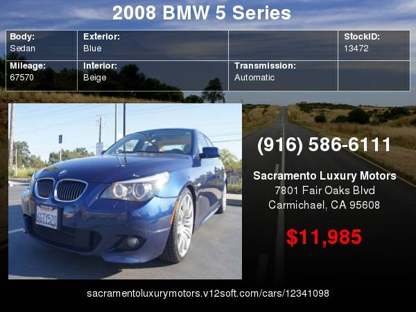 2008 BMW 5 Series 550i M PKG ONLY 67K MILES LOADED WARRANTY with for sale in Carmichael, CA – photo 22