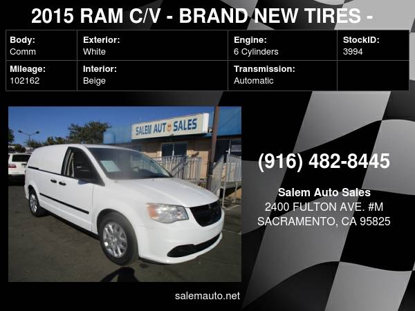 2015 RAM C/V - BRAND NEW TIRES - SHELVES - AC BLOWS ICE COL READY... for sale in Sacramento , CA – photo 20