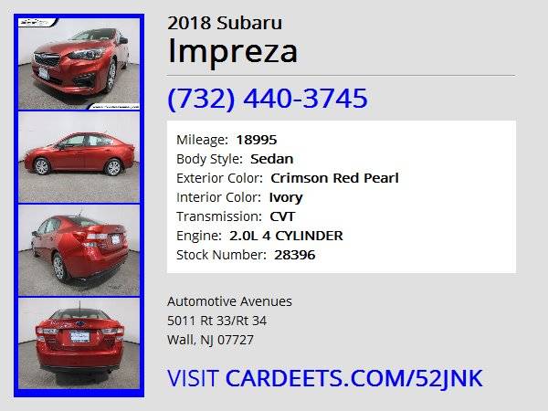 2018 Subaru Impreza, Crimson Red Pearl - - by dealer for sale in Wall, NJ – photo 22