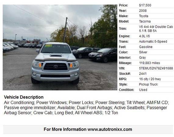 2008 Toyota Tacoma 4wd - - by dealer - vehicle for sale in Lexington, KY – photo 2