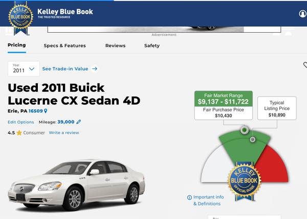 2011 Buick Lucerne only 39k miles for sale in Erie, PA – photo 2