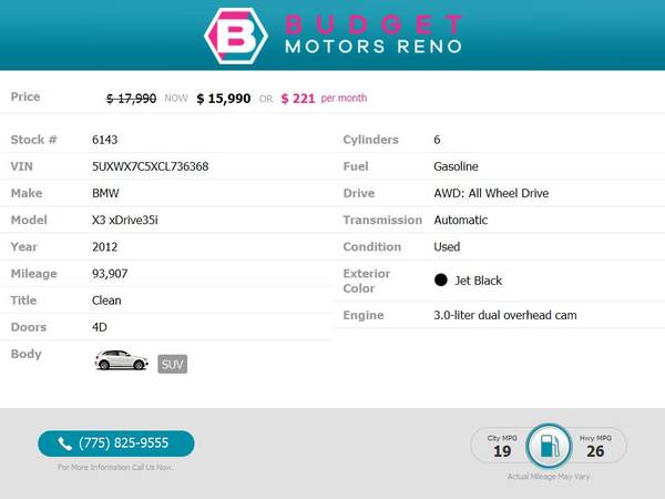 2012 BMW *X3* *X 3* *X-3* *xDrive35i* *xDrive 35 i* *xDrive-35-i* SUV for sale in Reno, NV – photo 2