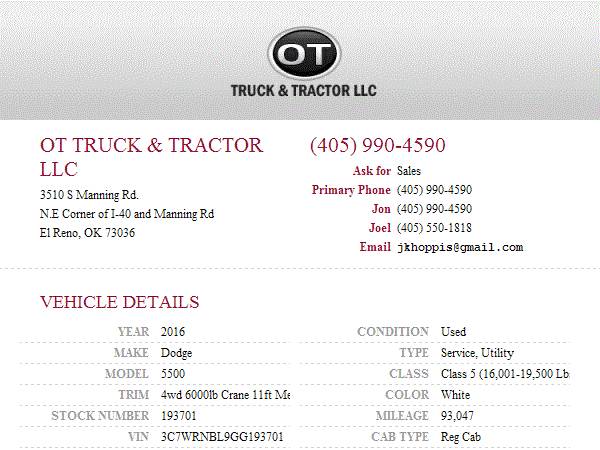 2016 Dodge 5500 4wd 6000lb Crane 11ft Mechanics Miller Bobcat PTO for sale in Oklahoma City, OK – photo 24