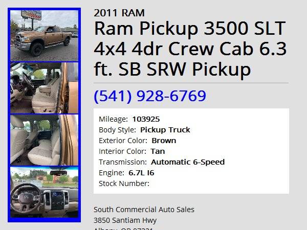 2011 RAM Ram Pickup 3500 SLT 4x4 Shortbed for sale in Albany, OR – photo 9