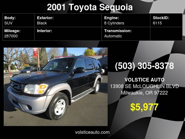 2001 Toyota Sequoia 4dr SR5 4X4 BLACK 2 OWNER MUST SEE ! - cars & for sale in Milwaukie, OR