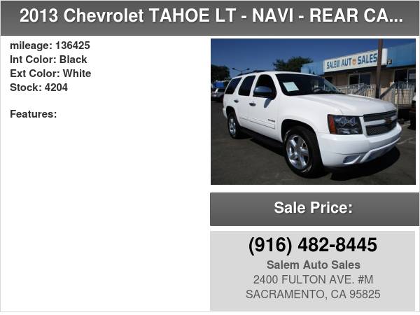 2013 Chevrolet TAHOE LT - NAVI - REAR CAMERA - BLUETOOTH - LEATHER for sale in Sacramento, NV – photo 24