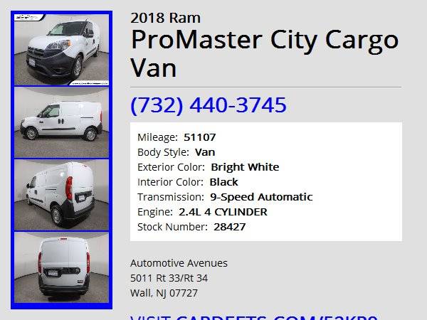 2018 Ram ProMaster City Cargo Van, Bright White - - by for sale in Wall, NJ – photo 22