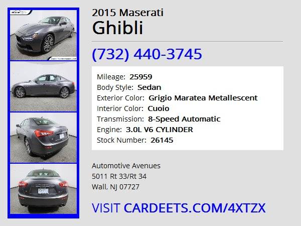2015 Maserati Ghibli, Grigio Maratea Metallescent - cars & trucks -... for sale in Wall, NJ – photo 22