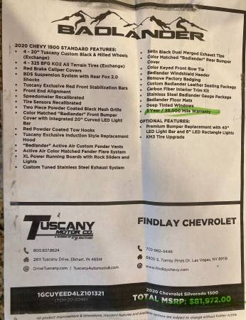 Chevy Silverado Badlander 4x4 Truck 2020 - cars & trucks - by owner... for sale in Henderson, NV – photo 13