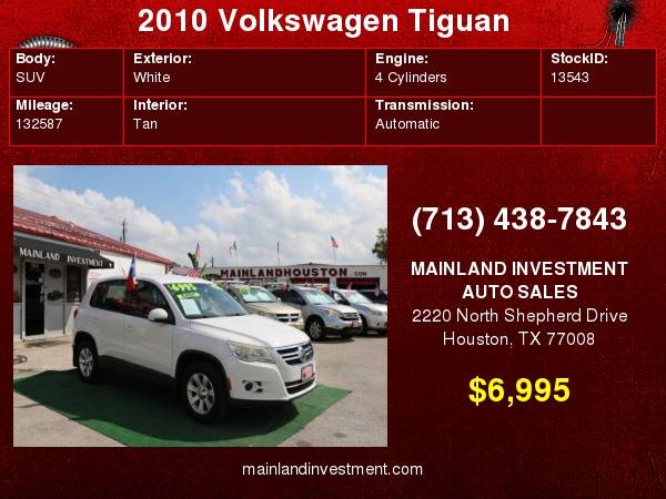 2010 Volkswagen Tiguan FWD 4dr Auto S with Electromechanical pwr rack for sale in Houston, TX