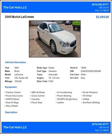 2005 Buick LaCrosse CXL - leather, sunroof, lower miles - cars & for sale in Ault, CO – photo 2