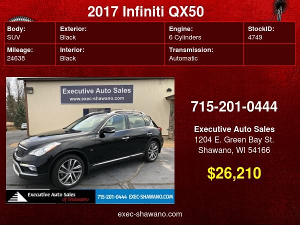 2017 INFINITI QX50 AWD - cars & trucks - by dealer - vehicle... for sale in Shawano, WI – photo 24