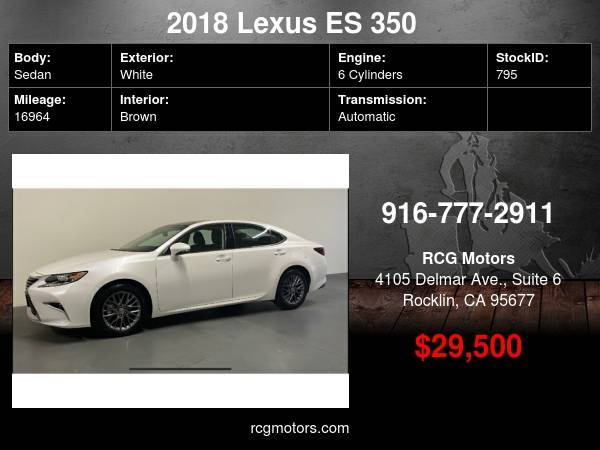 2018 Lexus ES ES 350 FWD - cars & trucks - by dealer - vehicle... for sale in Rocklin, CA – photo 24