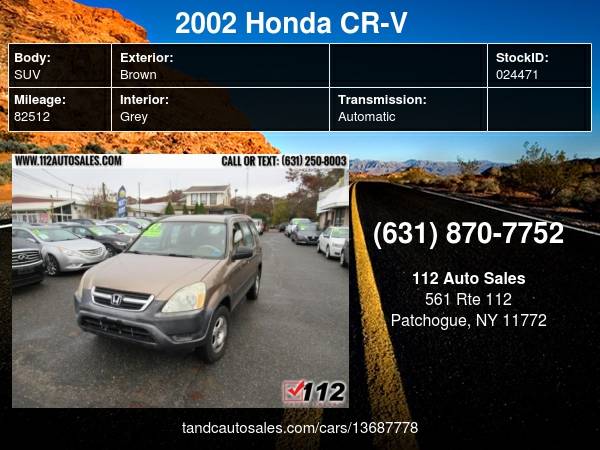 2002 Honda CR-V 4WD LX Auto w/Side Airbags - cars & trucks - by... for sale in Patchogue, NY – photo 18