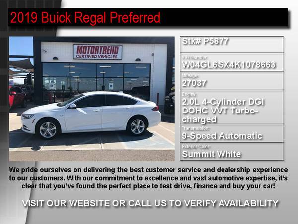 !P5877- 2019 Buick Regal Preferred We work with ALL CREDIT! 19 sedan... for sale in Cashion, AZ – photo 2