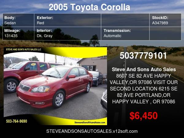 2005 Toyota Corolla S 4dr Sedan - - by dealer for sale in Happy valley, OR – photo 24