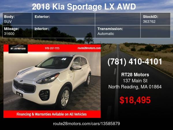 2018 KIA SPORTAGE LX AWD Financing Available For All! - cars &... for sale in North reading , MA – photo 24