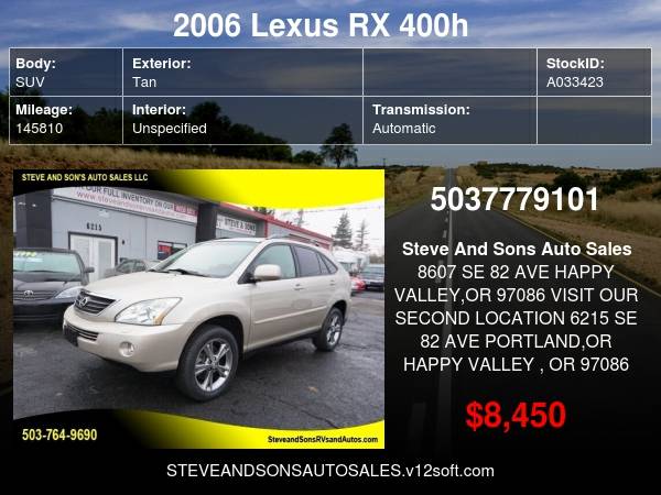 2006 Lexus RX 400h Base AWD 4dr SUV - - by dealer for sale in Happy Valley, WA – photo 22