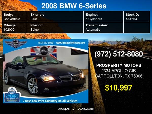 2008 BMW 6 Series 2dr Conv 650i - - by dealer for sale in Carrollton, TX – photo 24