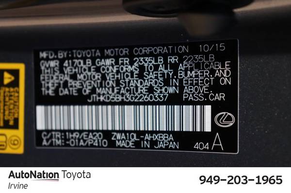 2016 Lexus CT 200h Hybrid SKU:G2260337 Hatchback for sale in Irvine, CA – photo 23