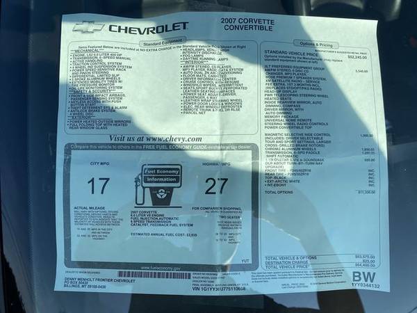 2007 Chevrolet, Chevy Corvette Convertible LT3 - Let Us Get You... for sale in Billings, MT – photo 17