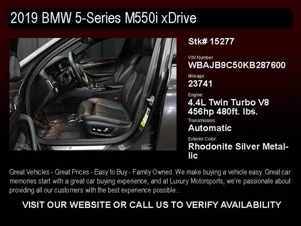 15277 - 2019 BMW 5-Series M550i xDrive Under Warranty w/Navigation for sale in Phoenix, AZ – photo 2