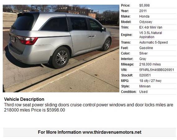 2011 Honda Odyssey LX - - by dealer - vehicle for sale in Carmel, IN – photo 2
