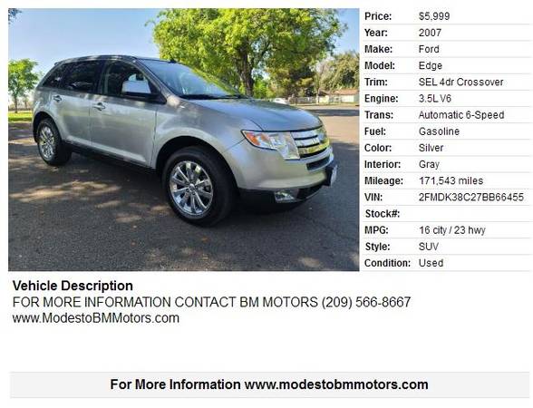 2007 FORD EDGE SEL AWD - - by dealer - vehicle for sale in Modesto, CA – photo 20