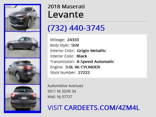 2018 Maserati Levante, Grigio Metallic - - by dealer for sale in Wall, NJ – photo 22