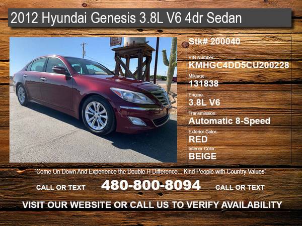 #200040- 2012 Hyundai Genesis 3.8L V6 2 Year Lmtd Maint Plan... for sale in Queen Creek, AZ – photo 2