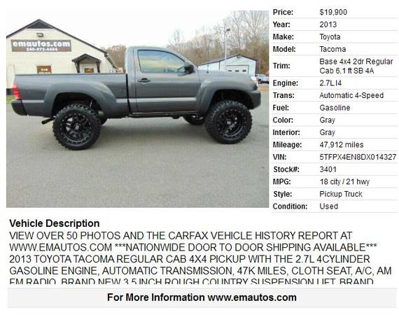 2013 Toyota Tacoma 4x4 - cars & trucks - by dealer - vehicle... for sale in LOCUST GROVE, VA – photo 2